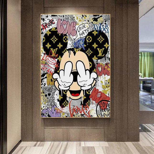 Mickey Mouse Cartoon Fashion Canvas Art - Whimsical Home Decor for Disney Fans