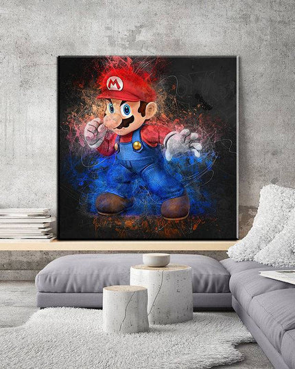 Dynamic Super Mario's Stance: Vibrant Art depicting Super Mario - Gallerie Canvas