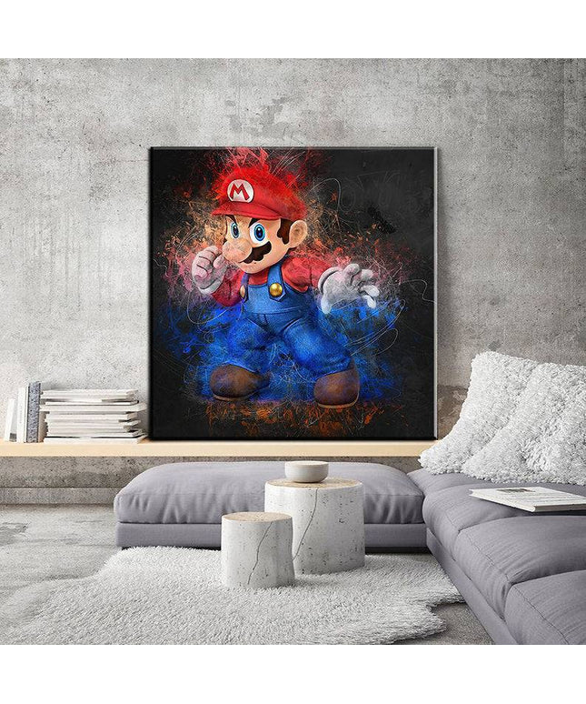 Dynamic Super Mario's Stance: Vibrant Art depicting Super Mario - Gallerie Canvas