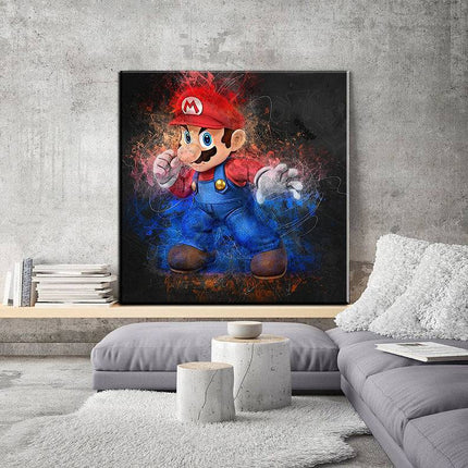 Dynamic Super Mario's Stance: Vibrant Art depicting Super Mario - Gallerie Canvas