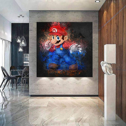 Dynamic Super Mario's Stance: Vibrant Art depicting Super Mario - Gallerie Canvas