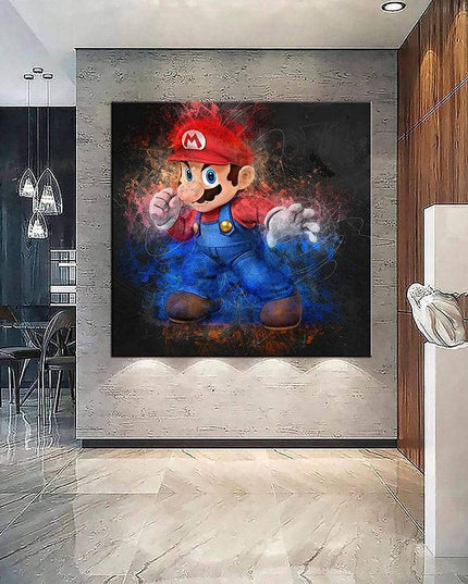 Dynamic Super Mario's Stance: Vibrant Art depicting Super Mario - Gallerie Canvas