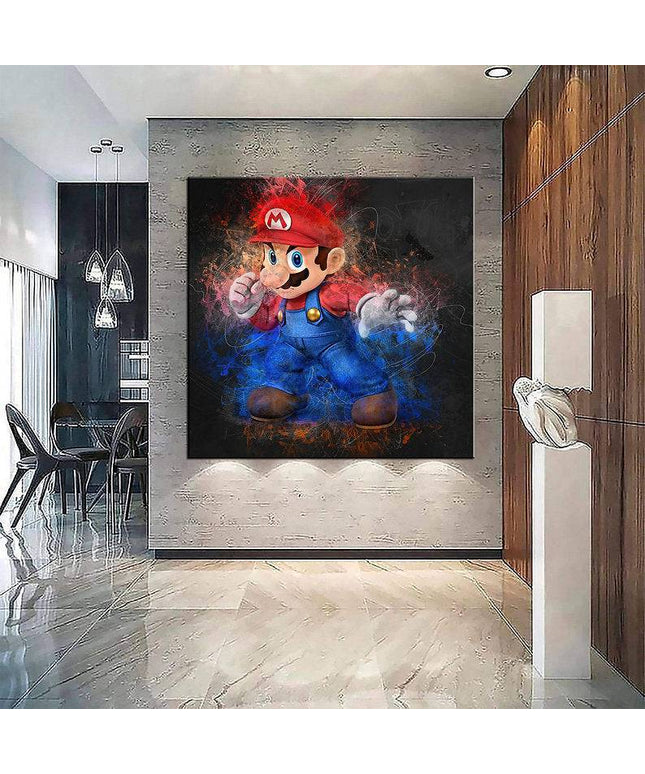 Dynamic Super Mario's Stance: Vibrant Art depicting Super Mario - Gallerie Canvas