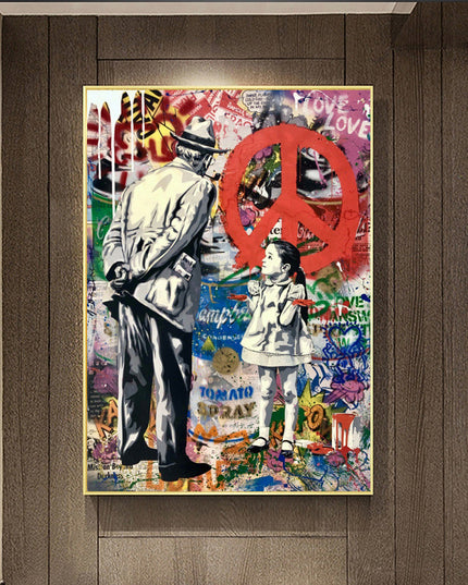 Peaceful Rebel: Banksy-Inspired Girl Street Art Wall Poster