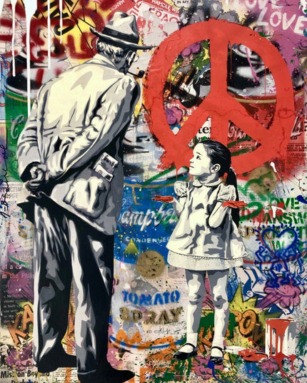 Peaceful Rebel: Banksy-Inspired Girl Street Art Wall Poster