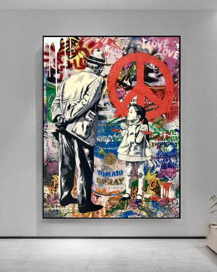 Peaceful Rebel: Banksy-Inspired Girl Street Art Wall Poster