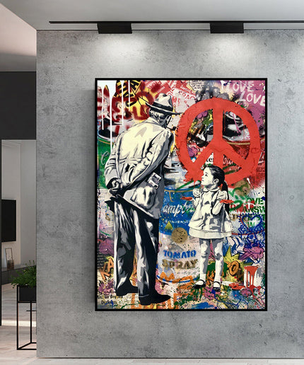 Peaceful Rebel: Banksy-Inspired Girl Street Art Wall Poster