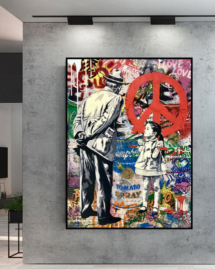 Peaceful Rebel: Banksy-Inspired Girl Street Art Wall Poster