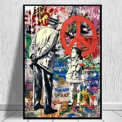 Peaceful Rebel: Banksy-Inspired Girl Street Art Wall Poster