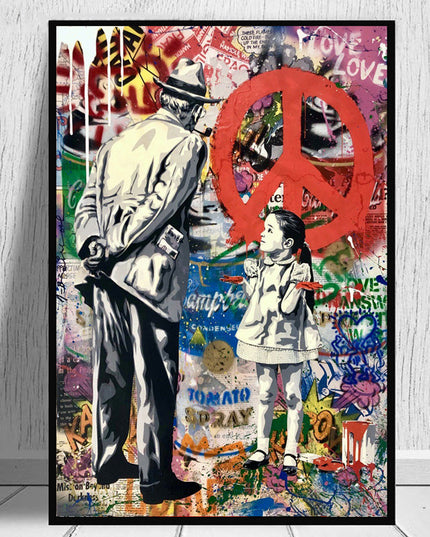 Peaceful Rebel: Banksy-Inspired Girl Street Art Wall Poster