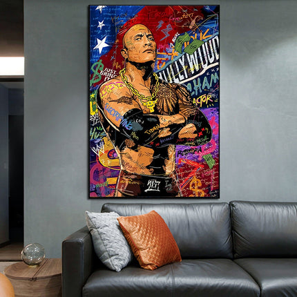 Rocking the Graffiti: Hollywood Star "The Rock" Wall Poster