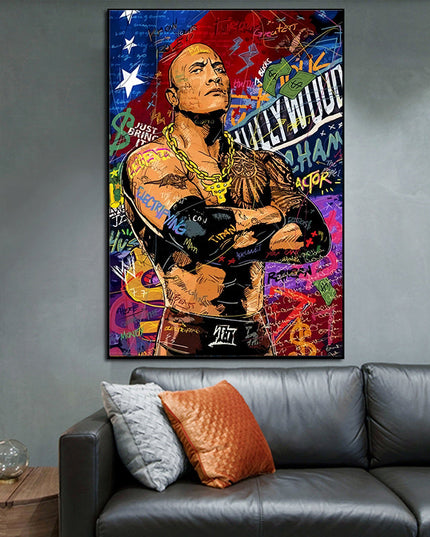 Rocking the Graffiti: Hollywood Star "The Rock" Wall Poster