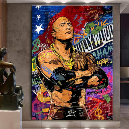 Rocking the Graffiti: Hollywood Star "The Rock" Wall Poster