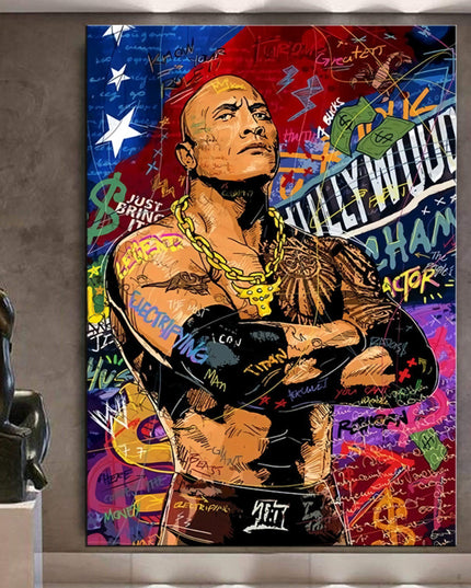 Rocking the Graffiti: Hollywood Star "The Rock" Wall Poster