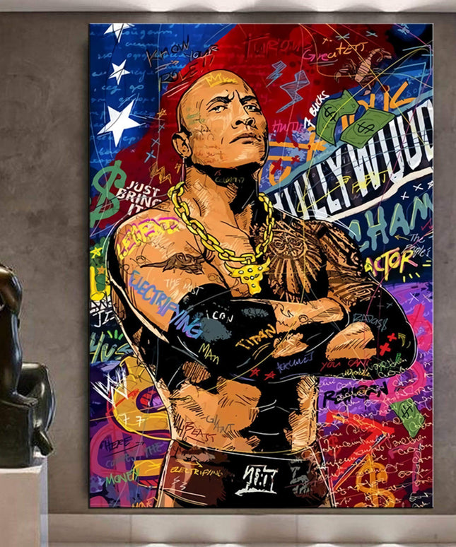 Rocking the Graffiti: Hollywood Star "The Rock" Wall Poster