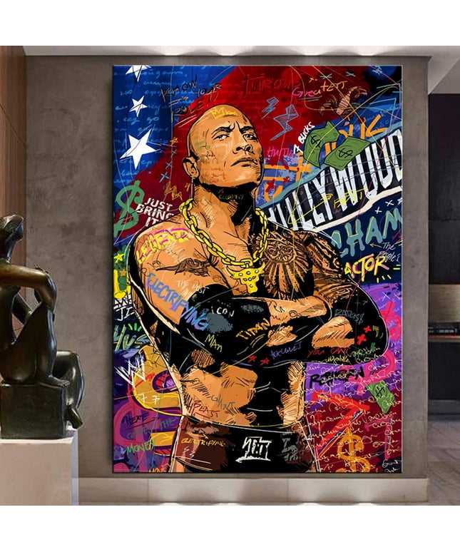 Rocking the Graffiti: Hollywood Star "The Rock" Wall Poster