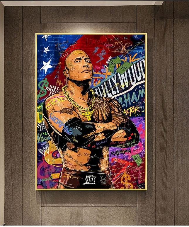 Rocking the Graffiti: Hollywood Star "The Rock" Wall Poster