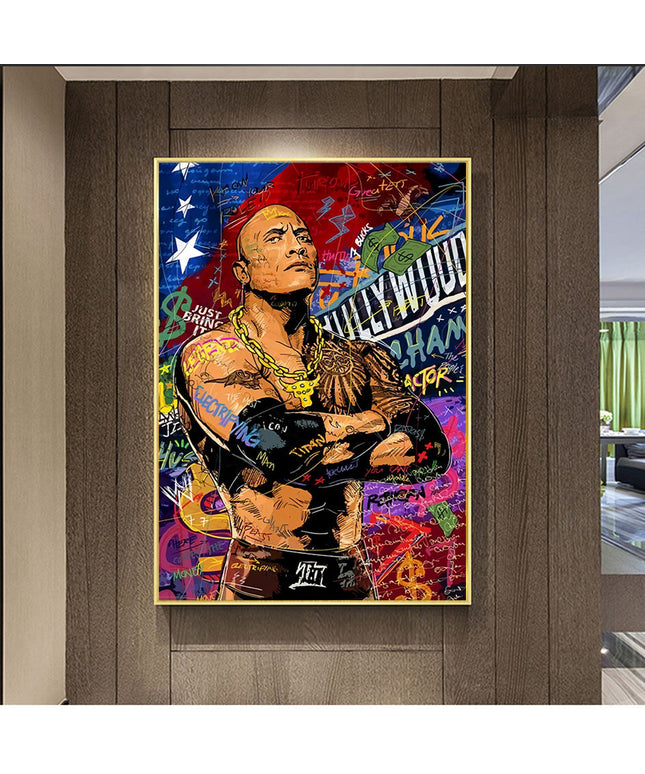 Rocking the Graffiti: Hollywood Star "The Rock" Wall Poster