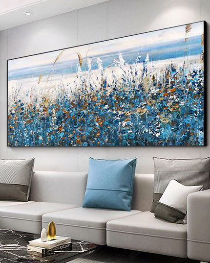 Serenity in Blue: Abstract Natural Landscape Leaves Wall Poster