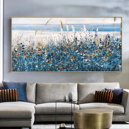 Serenity in Blue: Abstract Natural Landscape Leaves Wall Poster