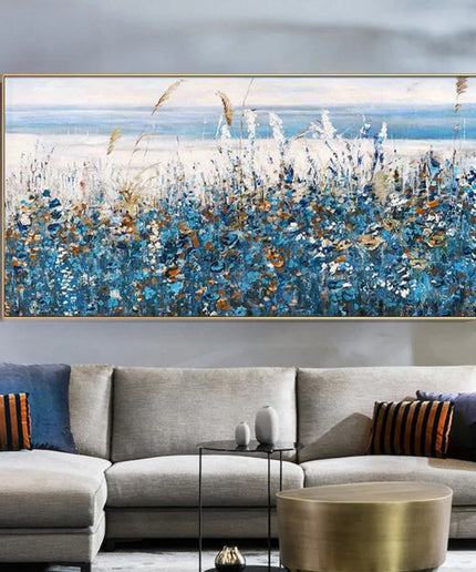 Serenity in Blue: Abstract Natural Landscape Leaves Wall Poster