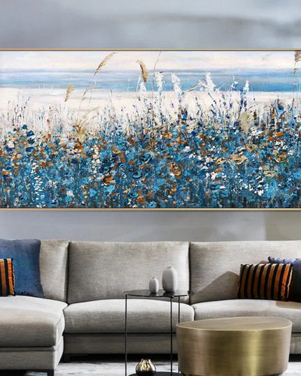 Serenity in Blue: Abstract Natural Landscape Leaves Wall Poster