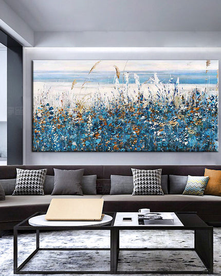 Serenity in Blue: Abstract Natural Landscape Leaves Wall Poster