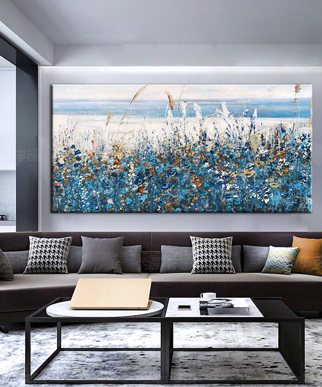 Serenity in Blue: Abstract Natural Landscape Leaves Wall Poster