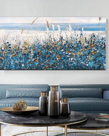 Serenity in Blue: Abstract Natural Landscape Leaves Wall Poster