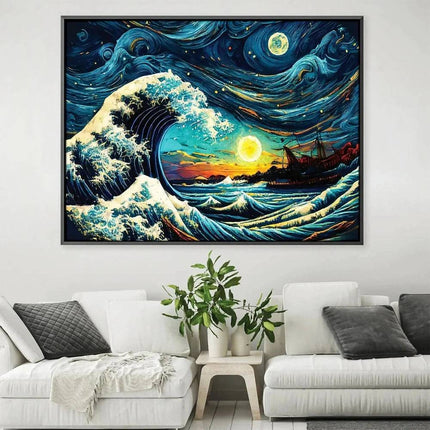 Starry Wave Off Kanagawa Wall Poster