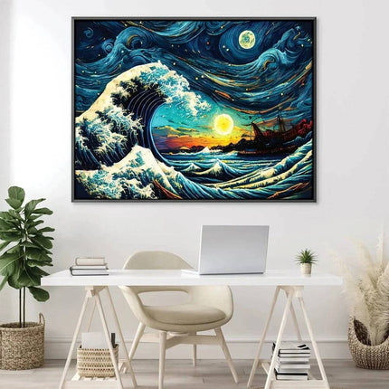 Starry Wave Off Kanagawa Wall Poster