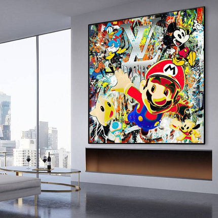 Super Mario Crossover: Mickey's Friends Graffiti Wall Art Wall Poster