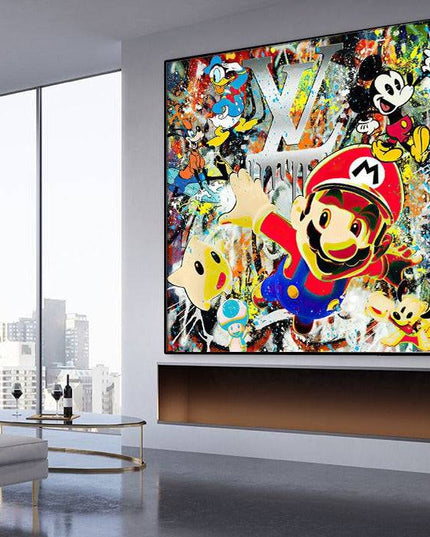 Super Mario Crossover: Mickey's Friends Graffiti Wall Art Wall Poster