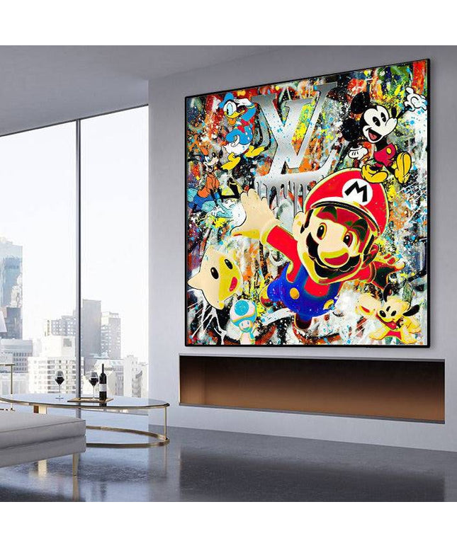 Super Mario Crossover: Mickey's Friends Graffiti Wall Art Wall Poster