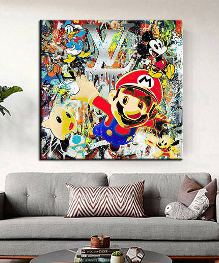 Super Mario Crossover: Mickey's Friends Graffiti Wall Art Wall Poster