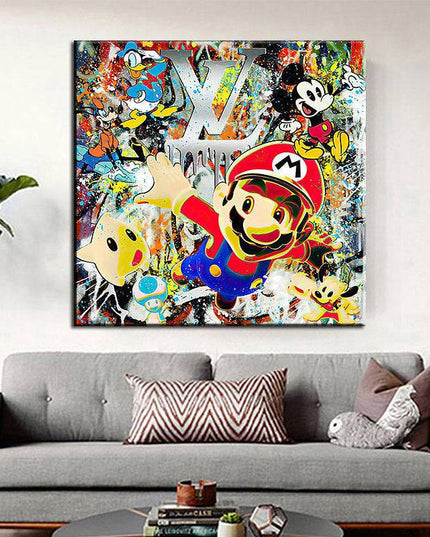 Super Mario Crossover: Mickey's Friends Graffiti Wall Art Wall Poster