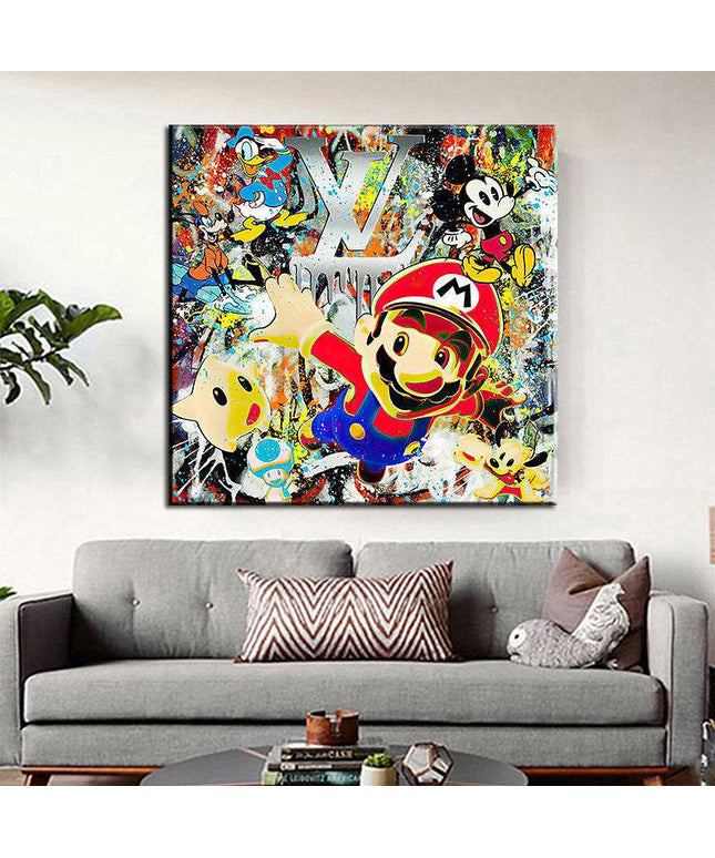 Super Mario Crossover: Mickey's Friends Graffiti Wall Art Wall Poster