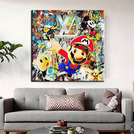 Super Mario Crossover: Mickey's Friends Graffiti Wall Art Wall Poster