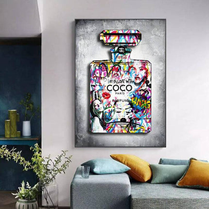 Urban Chic Elegance: Chanel "I Love Coco" No. 5 Graffiti Poster Wall Poster