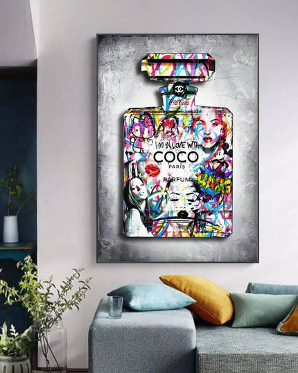 Urban Chic Elegance: Chanel "I Love Coco" No. 5 Graffiti Poster Wall Poster