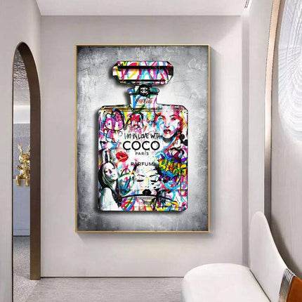 Urban Chic Elegance: Chanel "I Love Coco" No. 5 Graffiti Poster Wall Poster