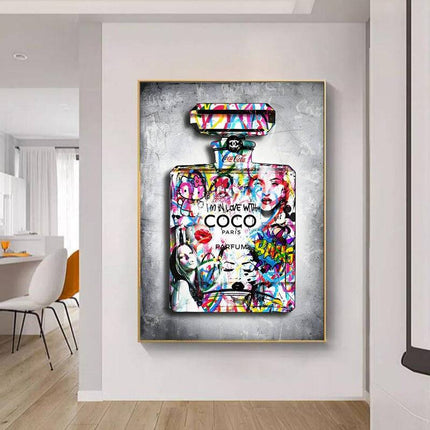 Urban Chic Elegance: Chanel "I Love Coco" No. 5 Graffiti Poster Wall Poster