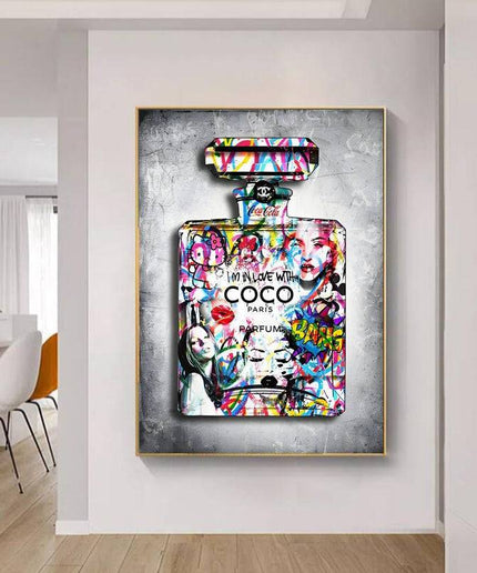 Urban Chic Elegance: Chanel "I Love Coco" No. 5 Graffiti Poster Wall Poster