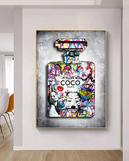 Urban Chic Elegance: Chanel "I Love Coco" No. 5 Graffiti Poster Wall Poster