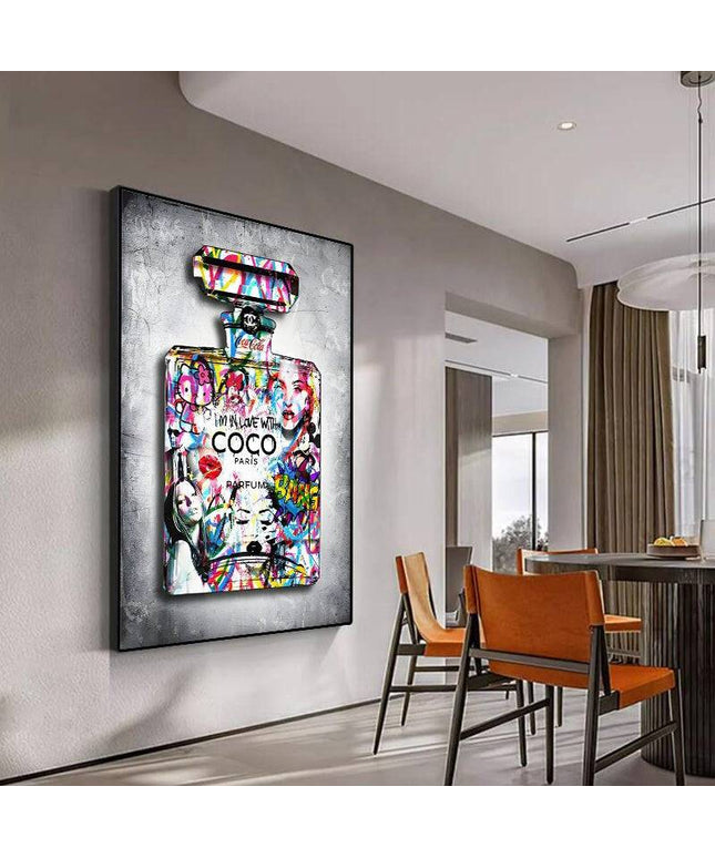 Urban Chic Elegance: Chanel "I Love Coco" No. 5 Graffiti Poster Wall Poster