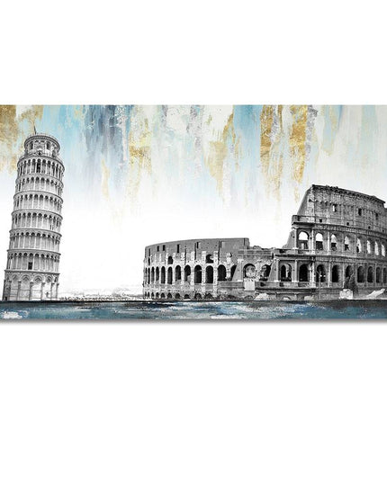 Urban Icons: Famous City Landmarks Landscape Canvas Print 