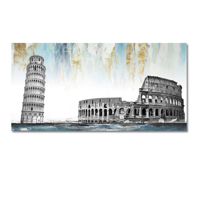 Urban Icons: Famous City Landmarks Landscape Canvas Print 