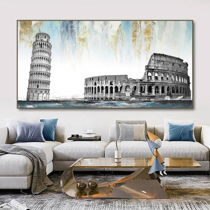 Urban Icons: Famous City Landmarks Landscape Canvas Print 