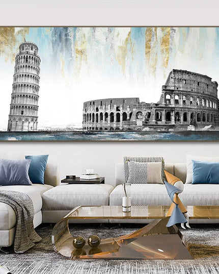 Urban Icons: Famous City Landmarks Landscape Canvas Print 