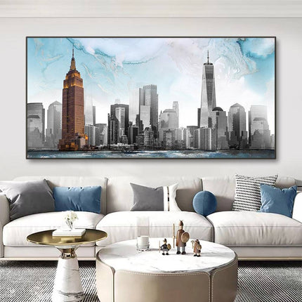 Urban Icons: Famous City Landmarks Landscape Canvas Print 